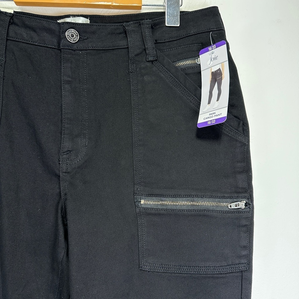 Joie Black Cargo Utility Pants High Rise Stretch Cotton Zipper Pocket Size 16 - Picture 6 of 9